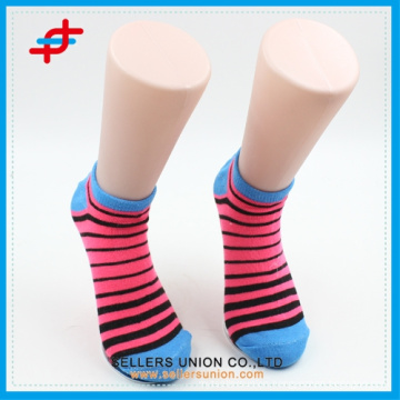 Spring colored stripe pattern ankle socks for cute girls,cheap for wholesale